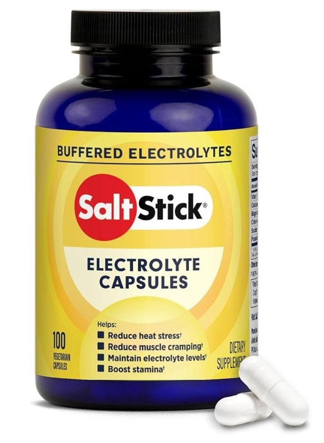 SaltStick Electrolyte Buffered, 100 Capsules, Muscle Cramp Reduction, Heat Stress Mitigation 