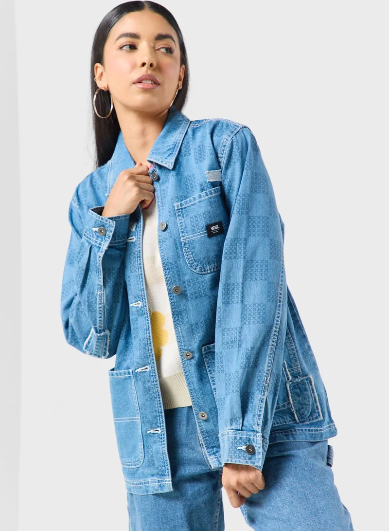 VANS Mended Check Denim Printed Jacket