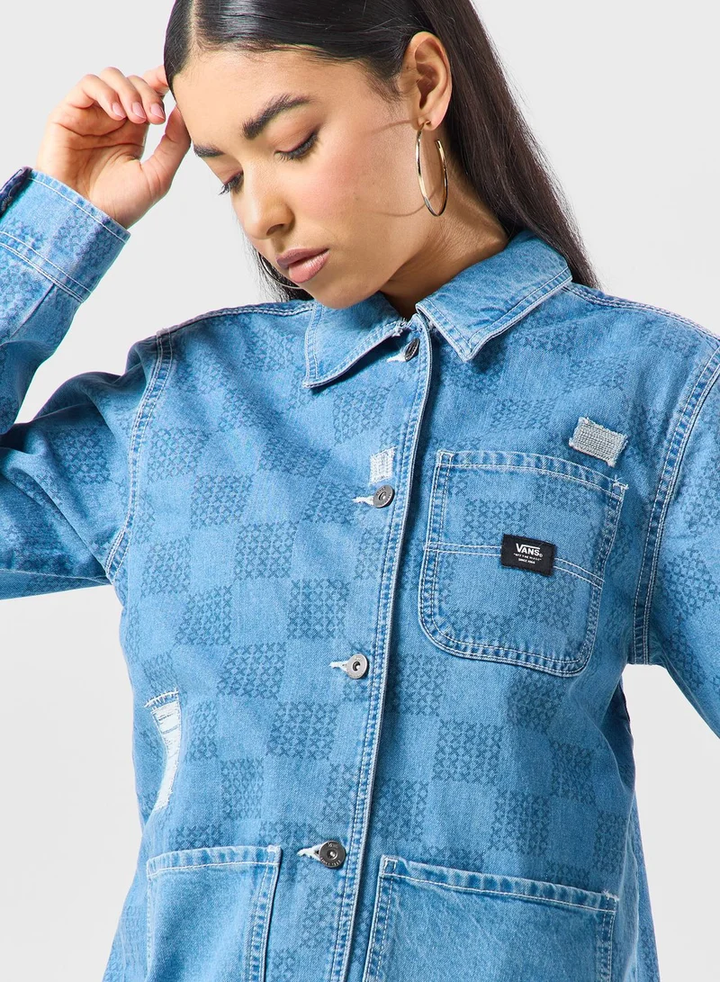 VANS Mended Check Denim Printed Jacket