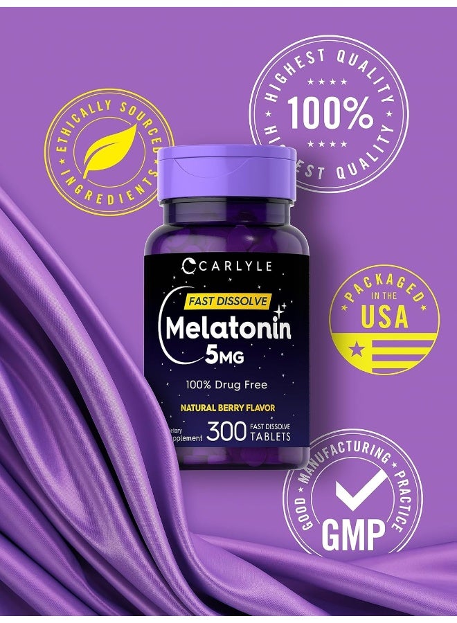 Carlyle Melatonin 5 mg Fast Dissolve 300 Tablets | Berry Flavor | Vegetarian, Non-GMO Supplement - Image 5
