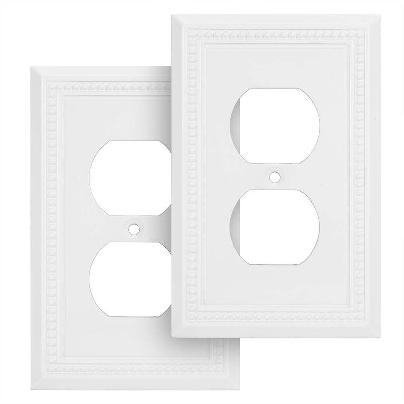 Henne Bery Sunken Pearls Heavy Duty Decorative Wall Plate Switch Plate Outlet Cover Single Duplex 2 Pack White
