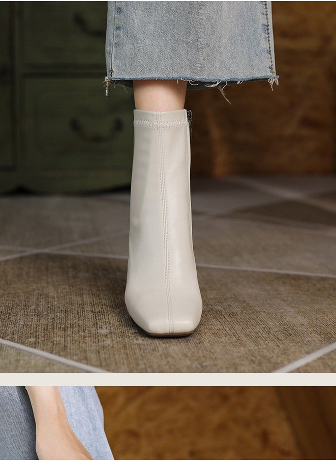 Loquat Women's Thick Heel Side Zipper Short Boots 2024 Autumn/Winter New Fashion Versatile And Comfortable  - Image 2