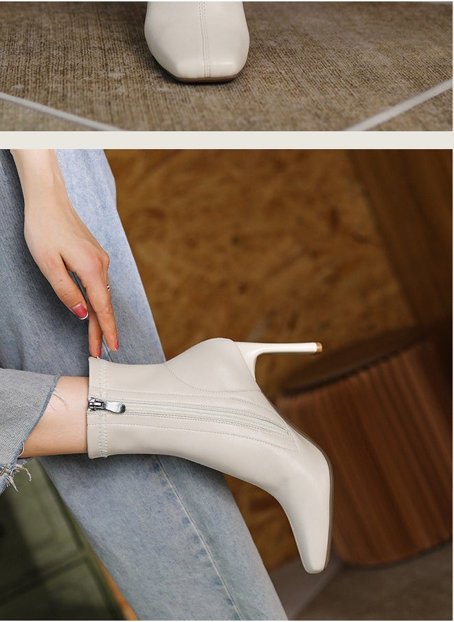 Loquat Women's Thick Heel Side Zipper Short Boots 2024 Autumn/Winter New Fashion Versatile And Comfortable  - Image 3