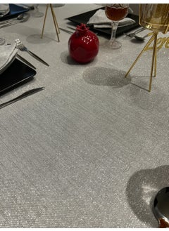 Zeren Home Glittered Carefree Tablecloth Silver  - Image 4