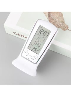 قطعة واحدة من ساعة منبه رقمية مع شاشة عرض LED كبيرة للوقت، ضوء، شهر + تاريخ، يوم من الأسبوع، كشف درجة الحرارة (أبيض)