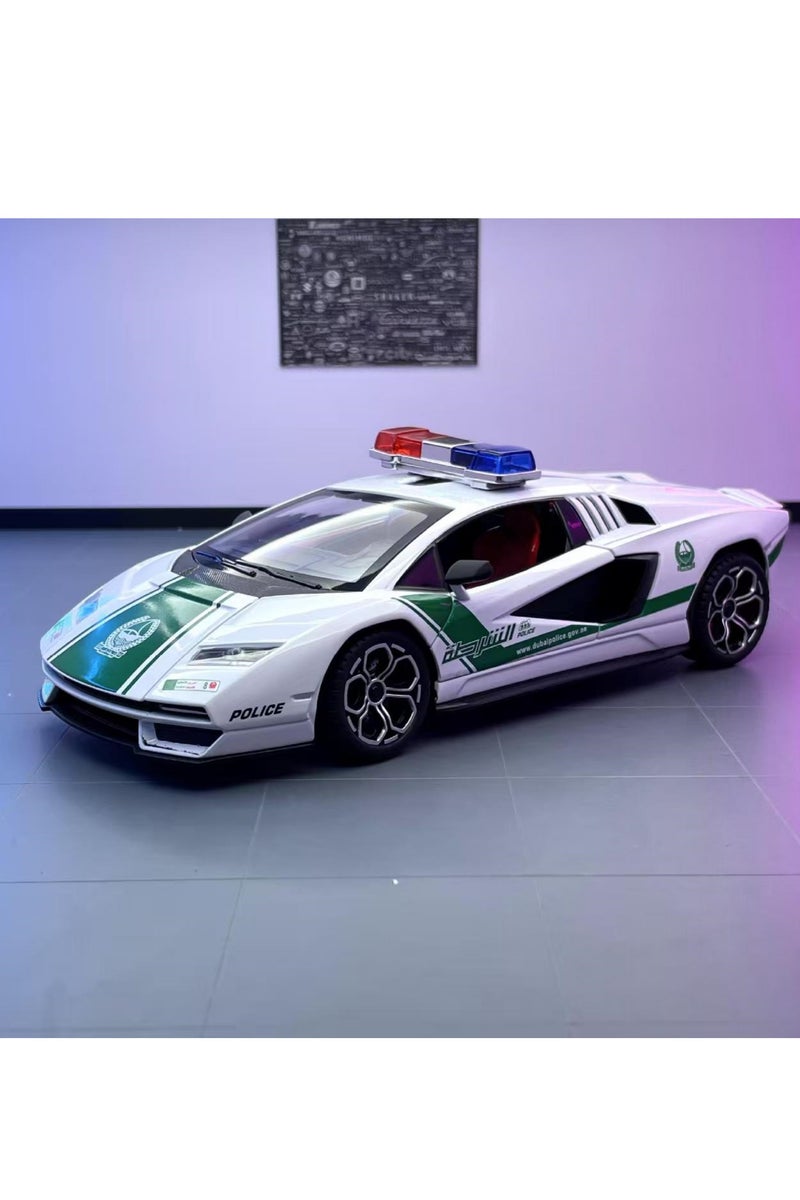 Alloy car model Dubai 1:24 Middle East police car sound and light recoil boy toy car model display item collection - Image 1