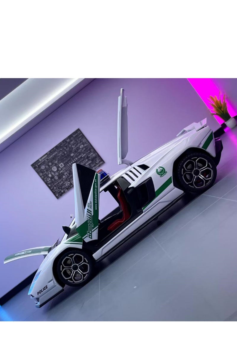 Alloy car model Dubai 1:24 Middle East police car sound and light recoil boy toy car model display item collection - Image 2