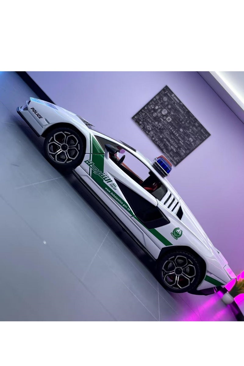 Alloy car model Dubai 1:24 Middle East police car sound and light recoil boy toy car model display item collection - Image 3