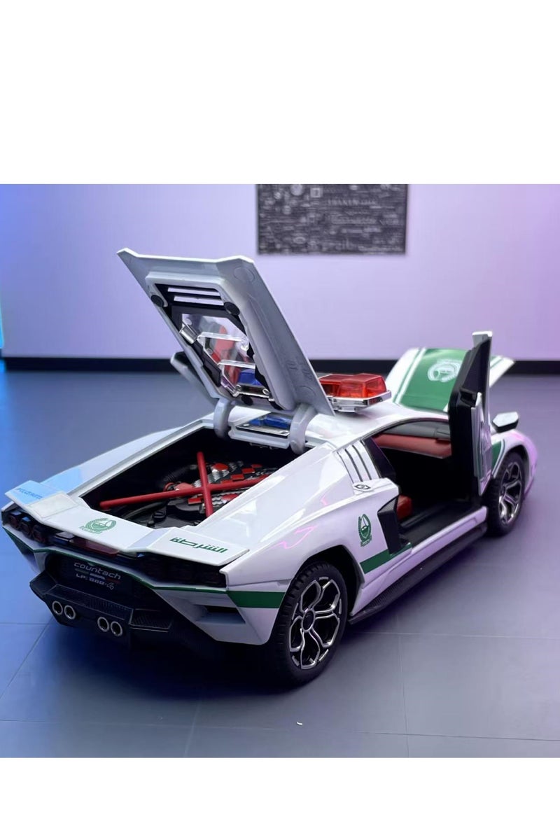 Alloy car model Dubai 1:24 Middle East police car sound and light recoil boy toy car model display item collection - Image 4