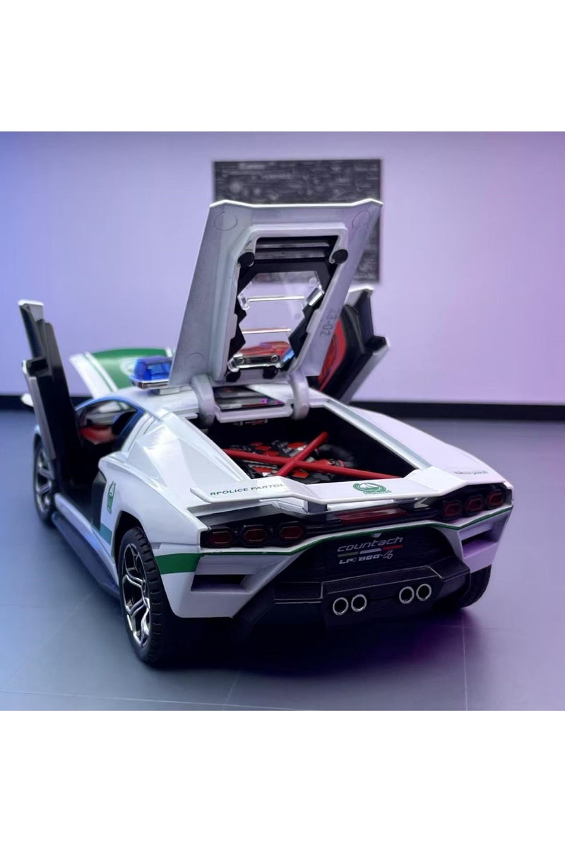 Alloy car model Dubai 1:24 Middle East police car sound and light recoil boy toy car model display item collection - Image 5