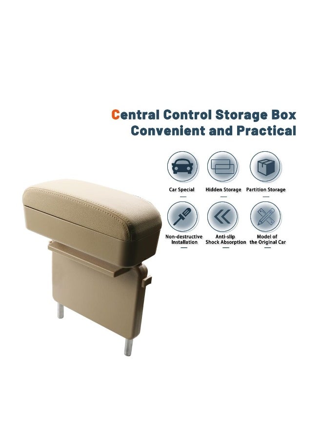 Car Armrest Extender Support Elbow - Adjustable Height Comfort Arm Rest Pads Extender for Universal Auto Car Center Console (Beige)