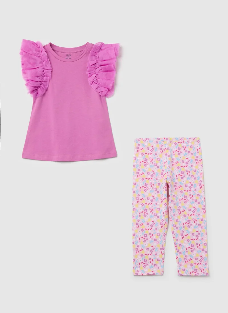 او في اس Cotton Jogging Set With Flounce And Print