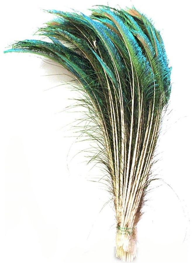 Y&D 50-Piece Natural Peacock Feather For Diy Handicraft Green 35*35*35cm - Image 1