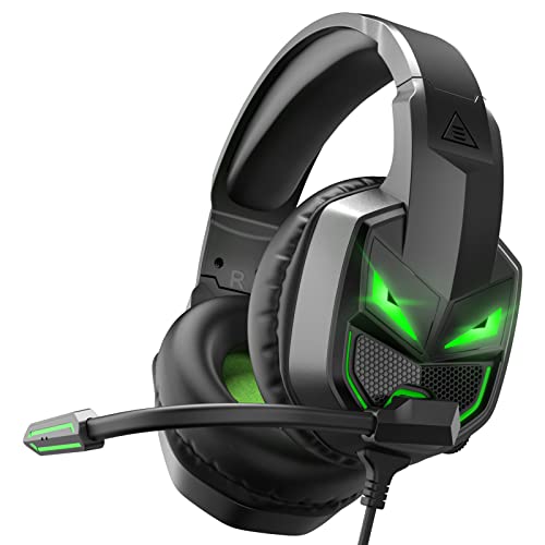 EKSA E7000 Fenrir Gaming Wired On Ear Headset for Xbox One, PS4, PC, PS5, Mobile Devices - Gaming Headphones with Noise Cancelling Microphone, Comfortable Ear Pads, 50 mm Drivers (black green) - Image 1