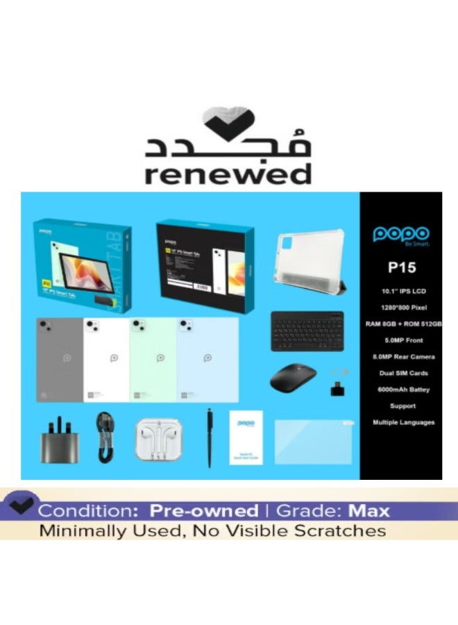 بوبو متجدد-تابلت P15 5G IPS LCD Premium Android 10 بوصة ذكي مع 8 جيجابايت رام 512 جيجابايت روم رمادي - Image 4