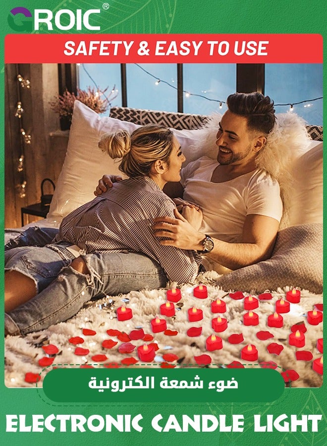 GROIC 24 Pieces Red Flameless LED Candles,Flameless Flickering Candles Electric Battery Operated LED Tea Light Sets,Heart LED Candles for Decoration Wedding Party,Party Supplies - Image 4