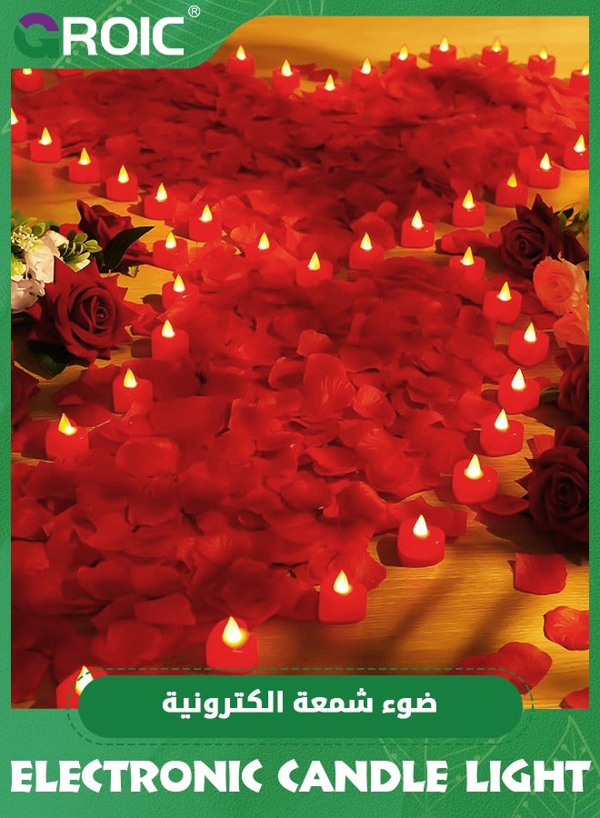 GROIC 24 Pieces Red Flameless LED Candles,Flameless Flickering Candles Electric Battery Operated LED Tea Light Sets,Heart LED Candles for Decoration Wedding Party,Party Supplies - Image 5