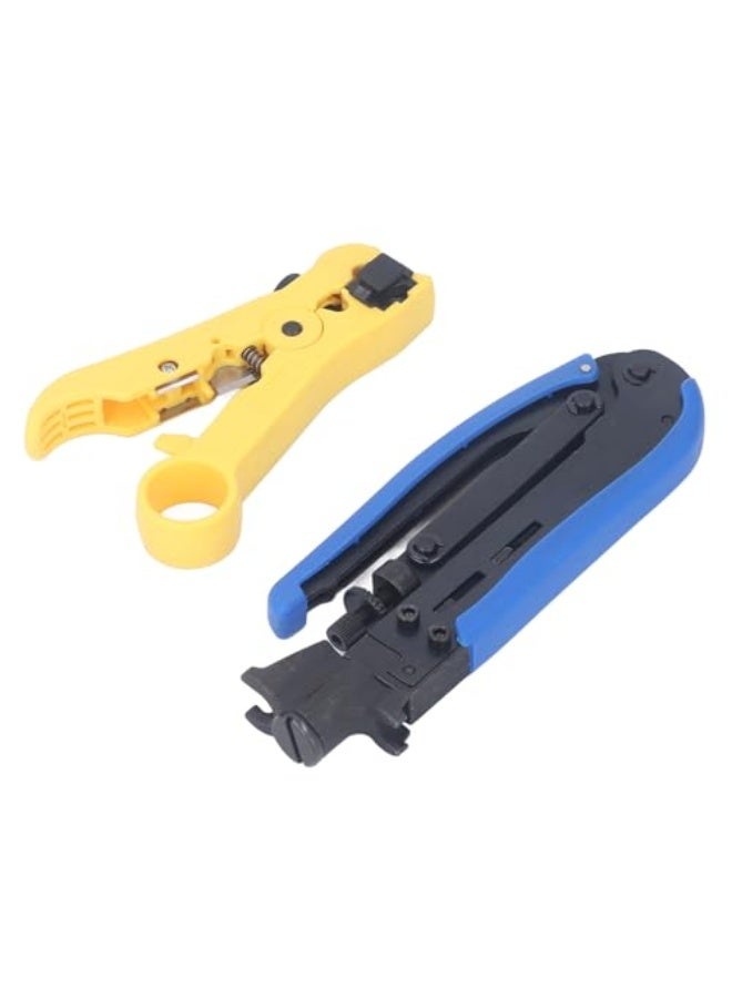 ViaGasaFamido Coaxial Compression Tool, Wire Stripper Tool Steel Quick Stripping Professional Coax Cable Crimper Kit for Indoor  - Image 1