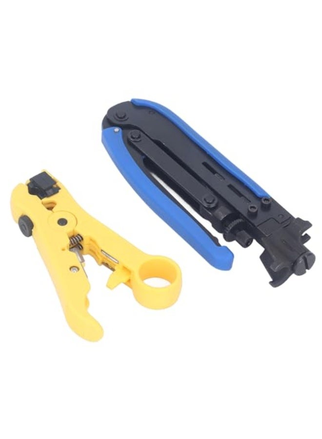 ViaGasaFamido Coaxial Compression Tool, Wire Stripper Tool Steel Quick Stripping Professional Coax Cable Crimper Kit for Indoor  - Image 3