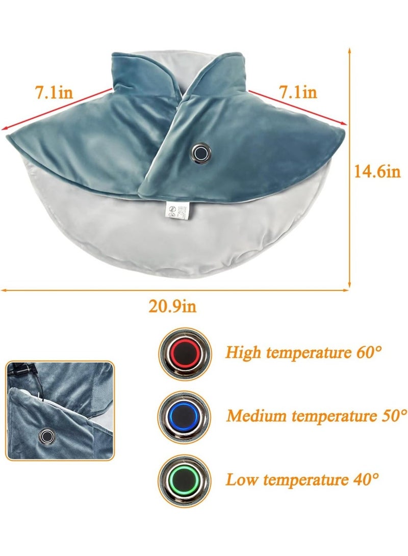 Balanced electric heating pad (weighted) for neck and shoulders - Heat scarf for back and spine comfort - 3 adjustable heat levels - Comfortable heating pad for men, women, and the elderly - Image 4