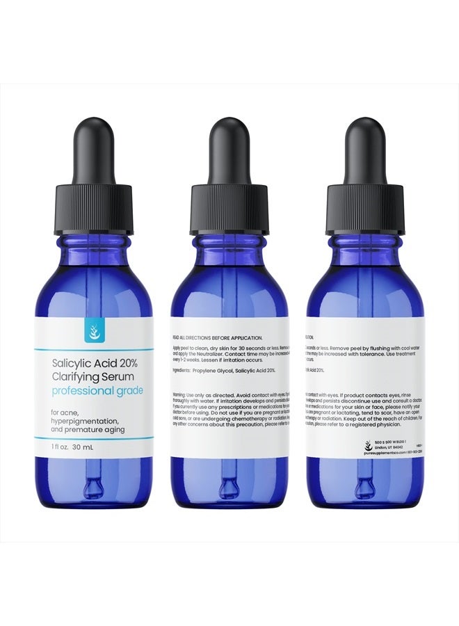 PURE ORIGINAL INGREDIENTS Pure Original Ingredients Salicylic Acid 20% Solution with Neutralizer (30 mL each), Professional Grade, Treats Acne, Hyper-Pigmentation, & Premature Aging, Neutralizer Balances Skin's pH - Image 2