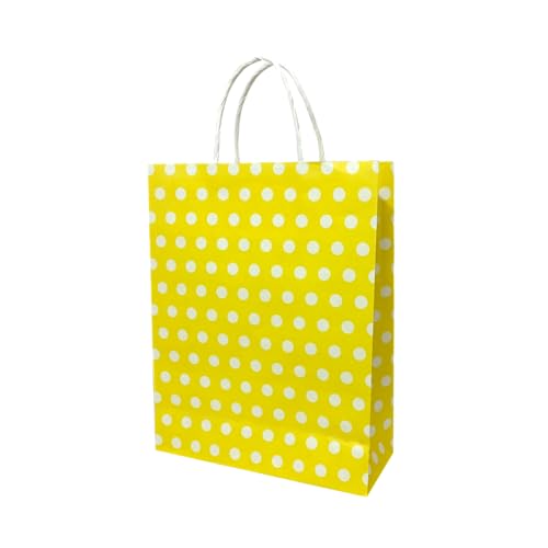 Aakriti Paper Gift Bags with Handles Polka Dot Paper Party Favor Bags for Kid’s Birthday Baby Shower Wedding Festivals Holiday Party (10 x8x3 Inch (Pack of 10), Gift Bags Polka Dot Yellow) - Image 3