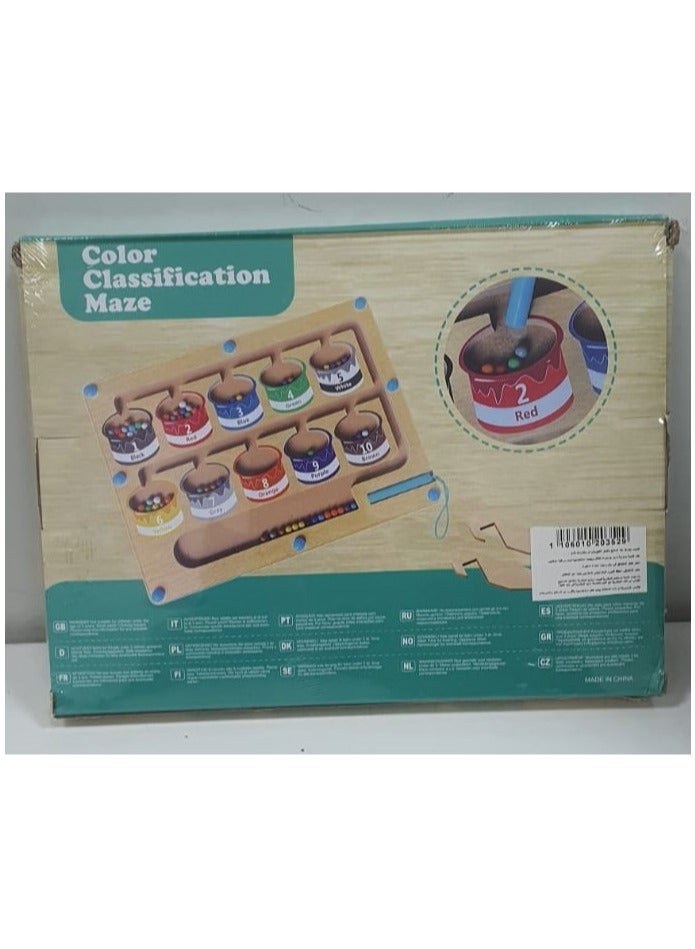 Magnetic Game Labyrinth, Colours Learning Sorting Game Montessori Toy with 2 Tray, Numbers Learning Sorting Game, Wooden Montessori Toy from 1 Year - Image 2