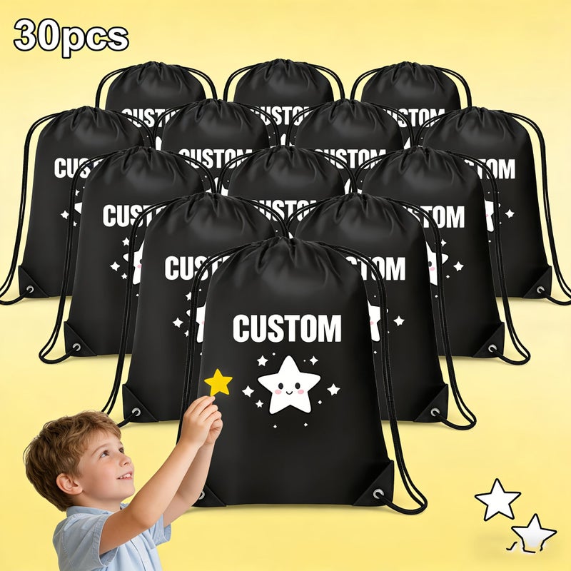30 Pcs Purple Customizable Drawstring Backpack With Adjustable Thickened Shoulder Straps Washable Lightweight Minimalist Multipurpose Sports Bag For Back To School Summer Vacation Weddings Parties - Image 5