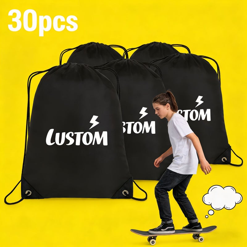 30 Pcs Purple Customizable Drawstring Backpack With Adjustable Thickened Shoulder Straps Washable Lightweight Minimalist Multipurpose Sports Bag For Back To School Summer Vacation Weddings Parties - Image 3