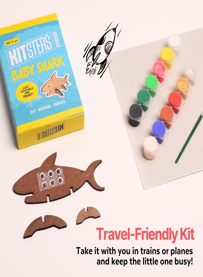 KITSTERS مجموعة كيتسترز بيبي شارك للأطفال - مجموعة حرف يدوية على شكل حيوانات من خشب MDF | مجموعة رسم وتلوين للأطفال من عمر 4 إلى 12 سنة | مجموعة فنية وحرفية مع فيديو تعليمي | هدية مثالية لعيد الميلاد - Image 3