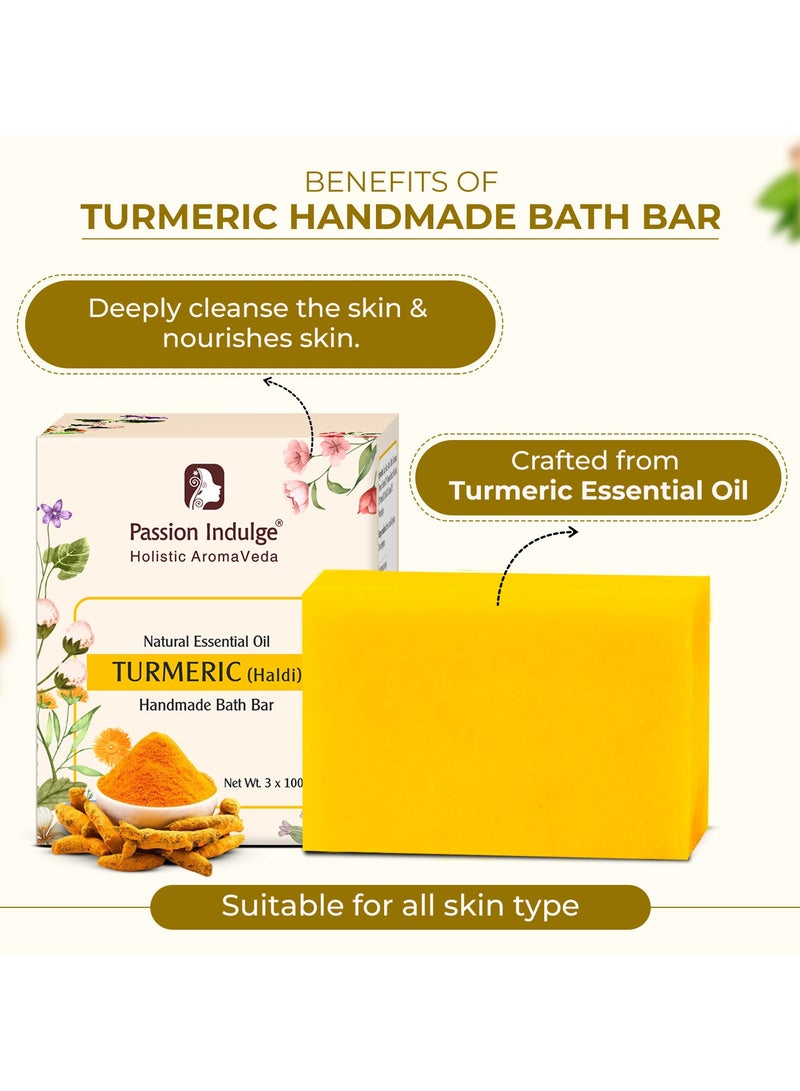 passion indulge صابون يدوي الصنع بالأيورفيدا من Passion Indulge - مجموعة الكركم وخشب الصندل | زيت أساسي | نباتي | لجميع أنواع البشرة | عبوة من 6 - Image 4
