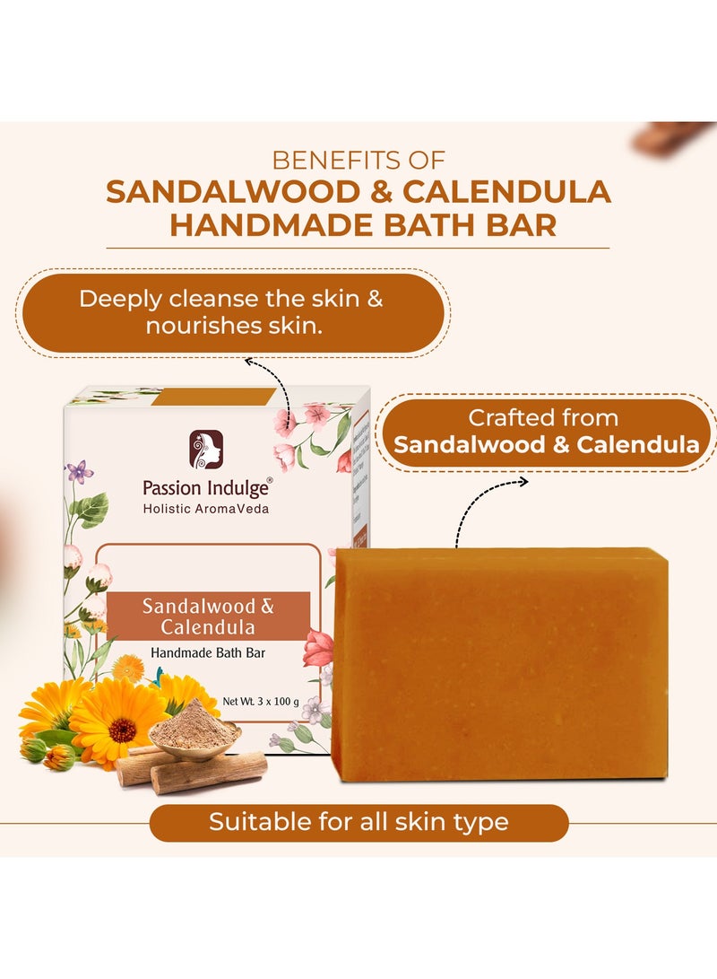 passion indulge صابون يدوي الصنع بالأيورفيدا من Passion Indulge - مجموعة الكركم وخشب الصندل | زيت أساسي | نباتي | لجميع أنواع البشرة | عبوة من 6 - Image 5
