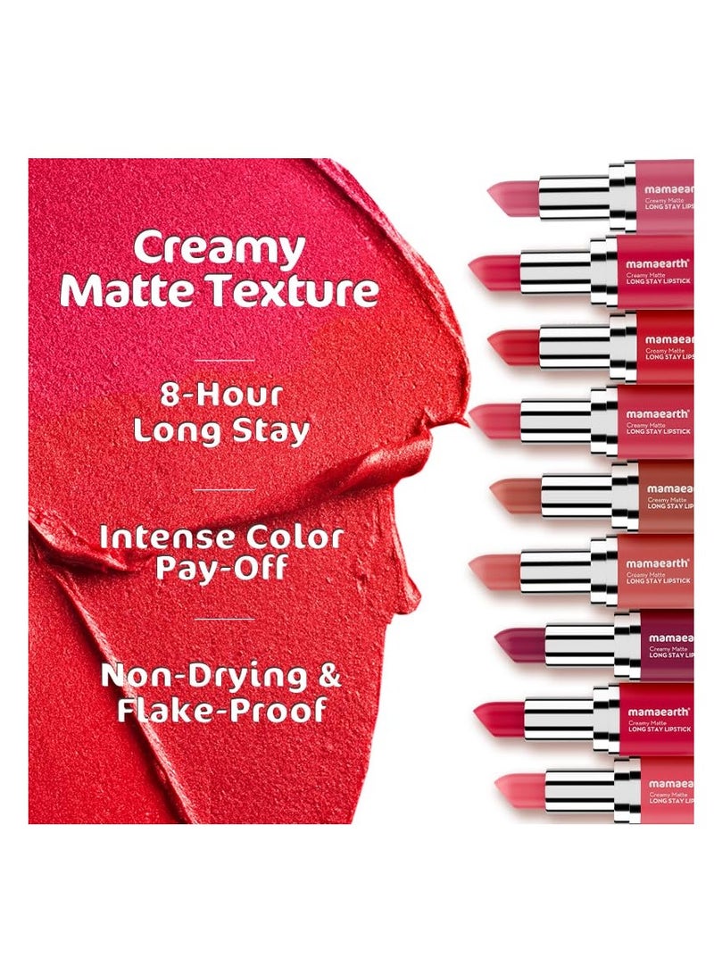 Mamaearth Creamy Matte Long Stay Lipstick with Murumuru Butter and Vitamin E for 8 Hour Long Stay  Flakeproof and Non Drying   Intense Color Payoff   4.2g  Pillow nude - Image 2