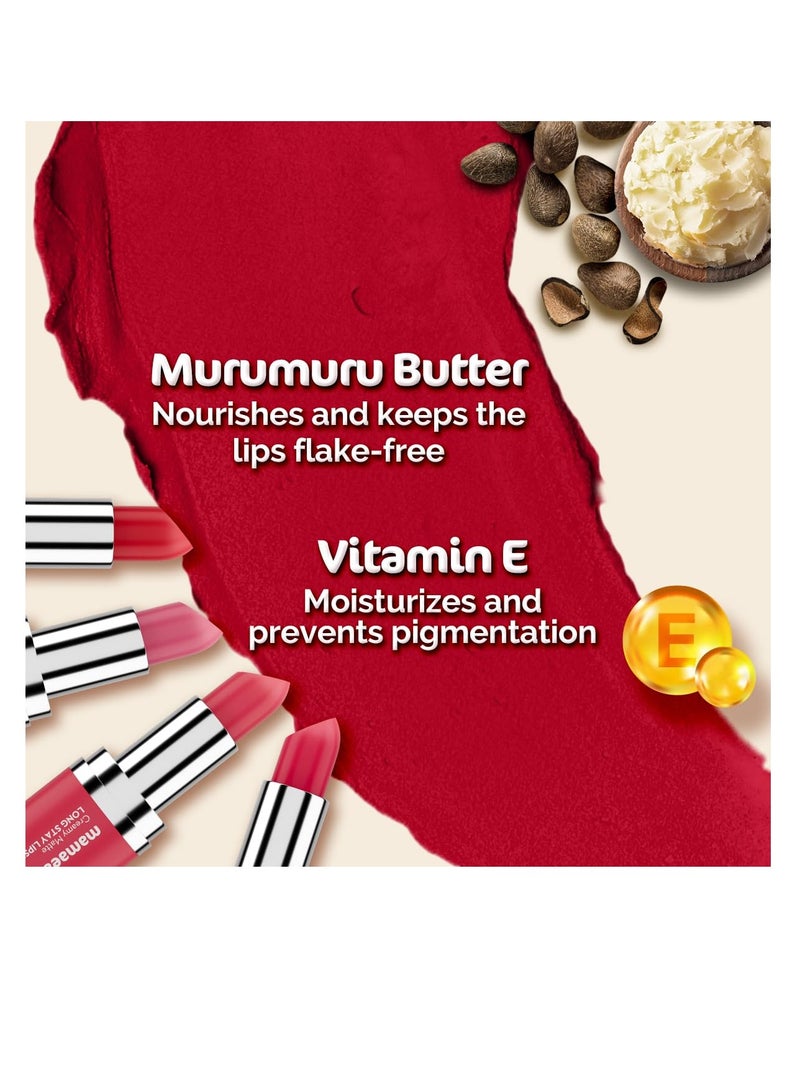 Mamaearth Creamy Matte Long Stay Lipstick with Murumuru Butter and Vitamin E for 8 Hour Long Stay  Flakeproof and Non Drying   Intense Color Payoff   4.2g  Pillow nude - Image 4