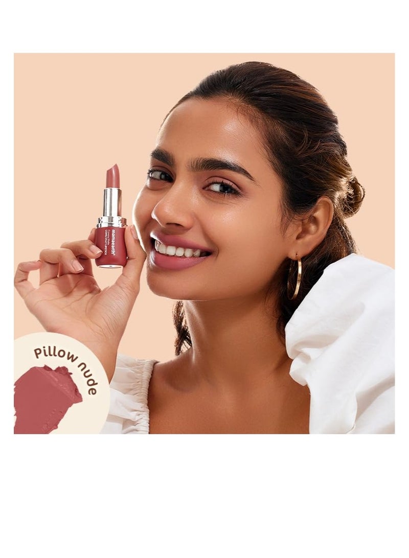 Mamaearth Creamy Matte Long Stay Lipstick with Murumuru Butter and Vitamin E for 8 Hour Long Stay  Flakeproof and Non Drying   Intense Color Payoff   4.2g  Pillow nude - Image 5