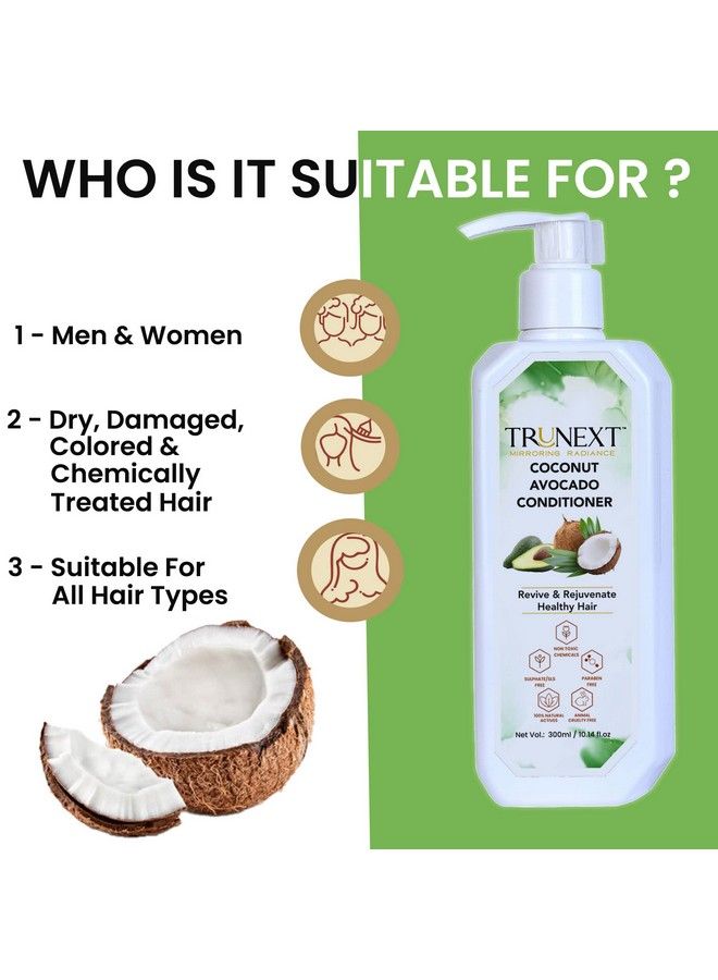 TRUNEXT Coconut Avocado Conditioner Nourishing And Moisturizing Hair Conditioner For Women And Men 300 Ml - Image 3