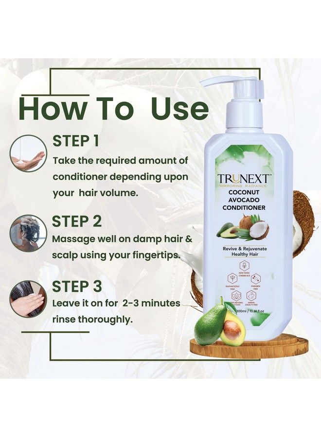 TRUNEXT Coconut Avocado Conditioner Nourishing And Moisturizing Hair Conditioner For Women And Men 300 Ml - Image 4
