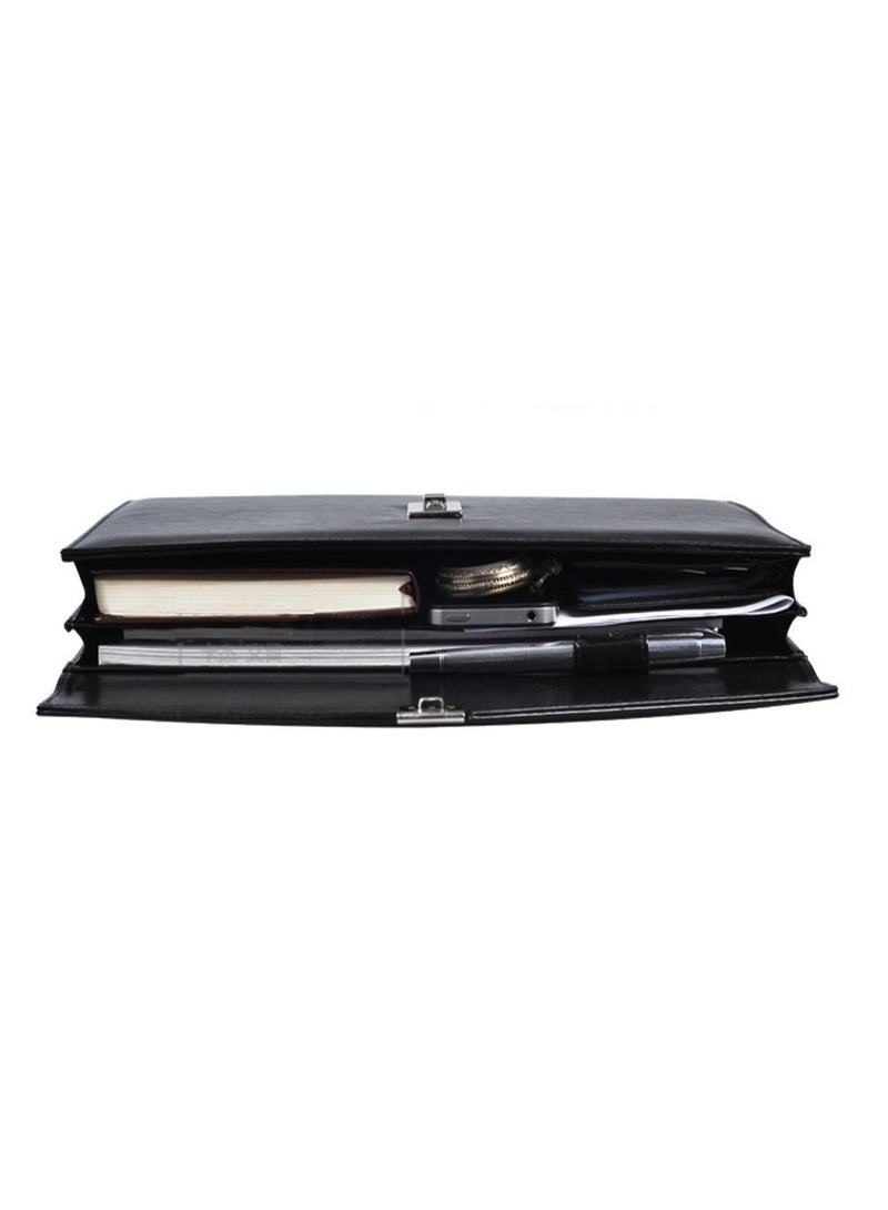 KISSUN A4 Leather Document Bag Manager Conference File Folder Business Padfolio with Password Lock,Black TPN086 - Image 4