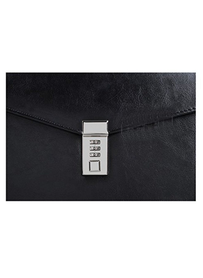 KISSUN A4 Leather Document Bag Manager Conference File Folder Business Padfolio with Password Lock,Black TPN086 - Image 5