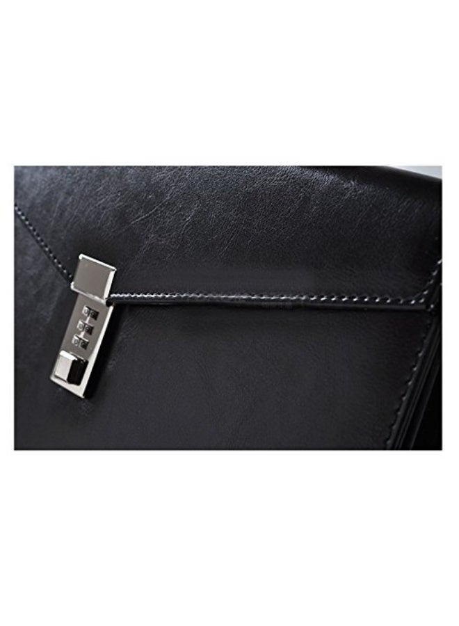 KISSUN A4 Leather Document Bag Manager Conference File Folder Business Padfolio with Password Lock,Black TPN086 - Image 3
