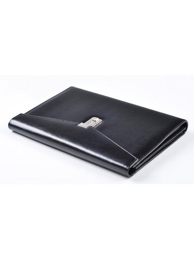 KISSUN A4 Leather Document Bag Manager Conference File Folder Business Padfolio with Password Lock,Black TPN086 - Image 2