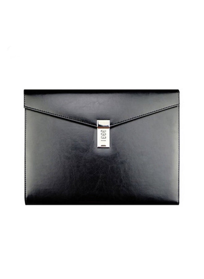 KISSUN A4 Leather Document Bag Manager Conference File Folder Business Padfolio with Password Lock,Black TPN086 - Image 1