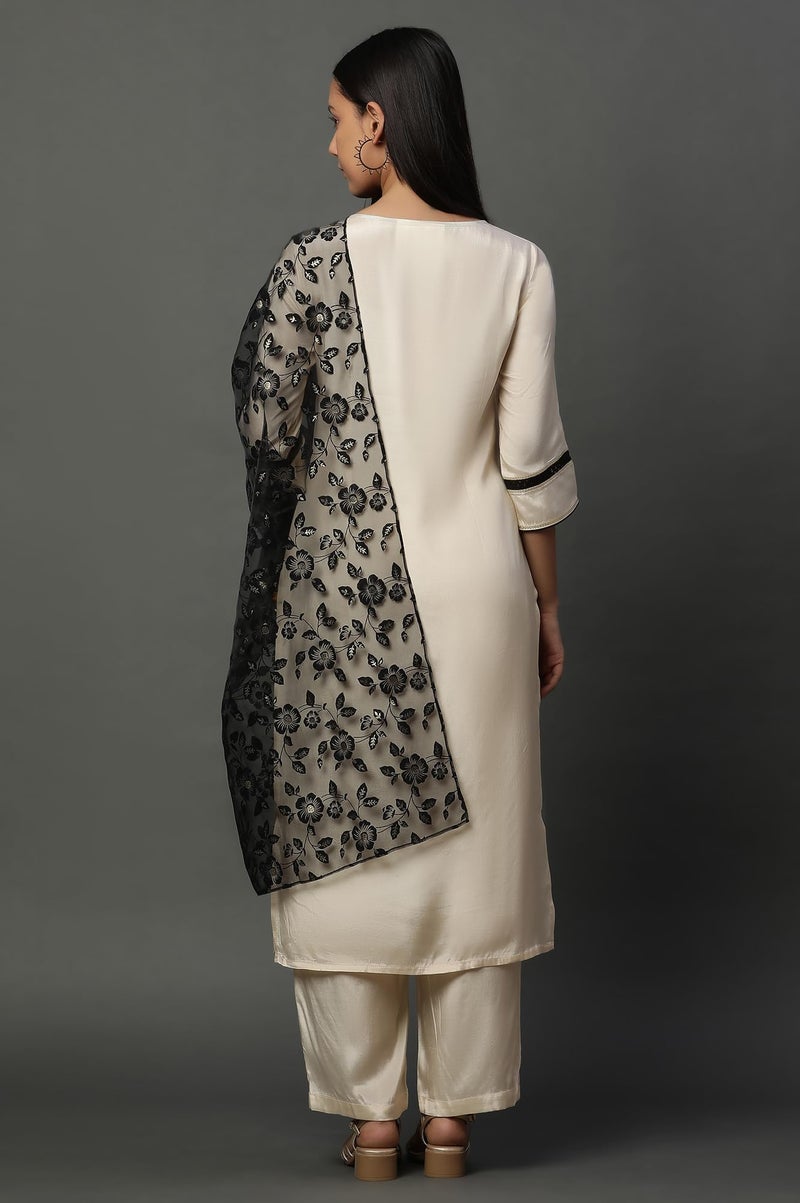 Aurelia Women's Rayon Kurta Set (24FEAS15104_Beige - Image 4