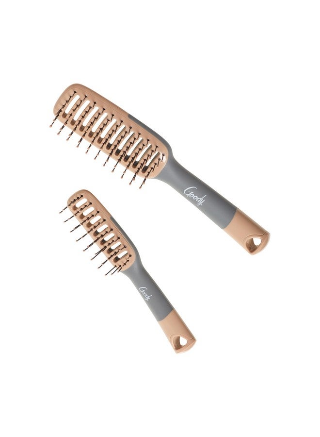 Goody Detangle It Vented Hair Brush, Quick Drying Detangler Brush with Flexible Bristle, Use as a Detangling Brush or Styling Brush to Tackle Tangles, Knots & Frizz, All Hair Types, Brown/Grey - 2 Ct - Image 3