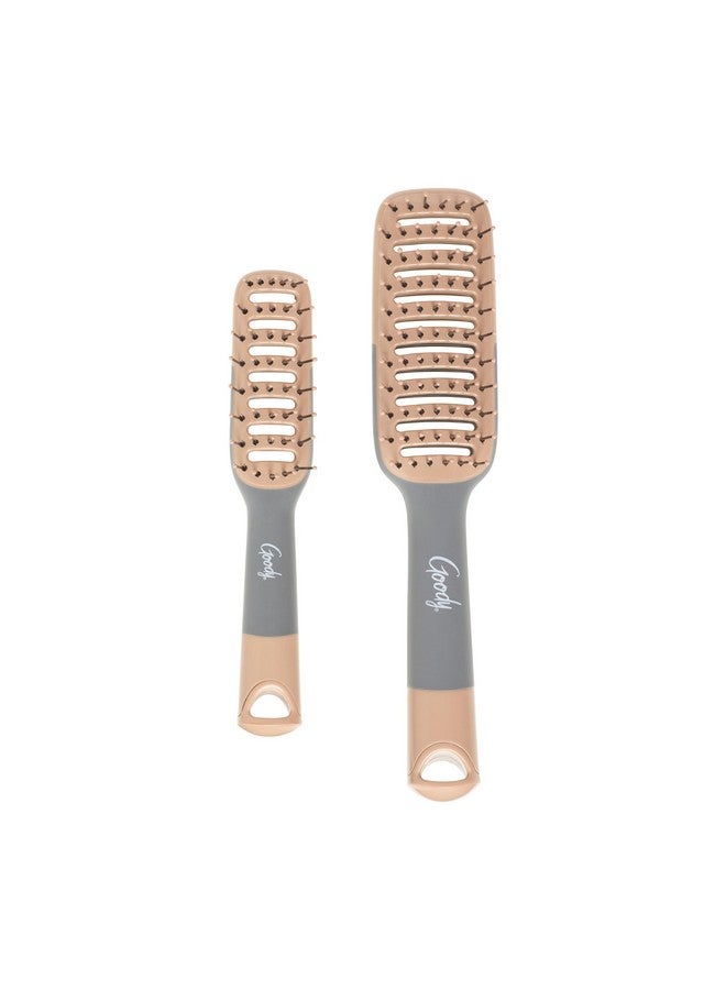Goody Detangle It Vented Hair Brush, Quick Drying Detangler Brush with Flexible Bristle, Use as a Detangling Brush or Styling Brush to Tackle Tangles, Knots & Frizz, All Hair Types, Brown/Grey - 2 Ct - Image 2