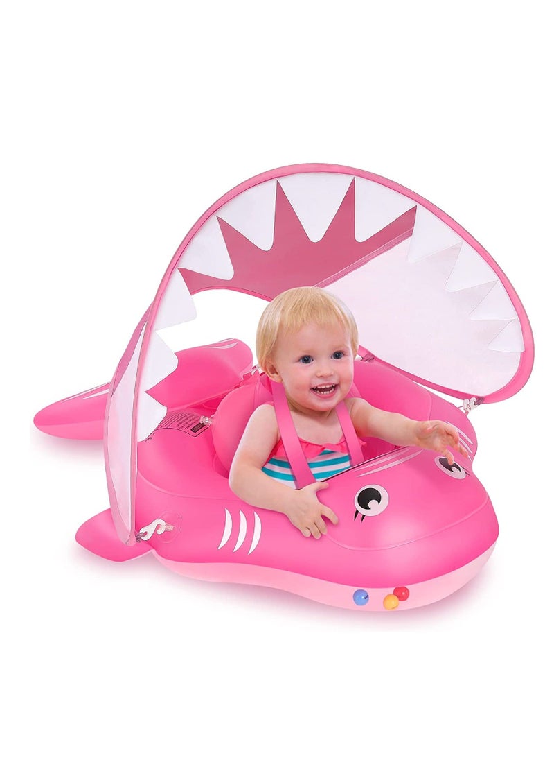 Y&D SYOSI Baby Pool Float Infant Swimming with Sun Protection Canopy Inflatable Floaties for Toddlers Shark Swim Floats Ring Bath Toys Newborn 3-12 Months, S  - Image 1
