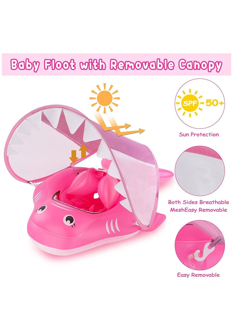 Y&D SYOSI Baby Pool Float Infant Swimming with Sun Protection Canopy Inflatable Floaties for Toddlers Shark Swim Floats Ring Bath Toys Newborn 3-12 Months, S  - Image 5