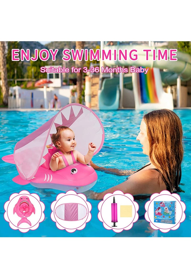 Y&D SYOSI Baby Pool Float Infant Swimming with Sun Protection Canopy Inflatable Floaties for Toddlers Shark Swim Floats Ring Bath Toys Newborn 3-12 Months, S  - Image 3