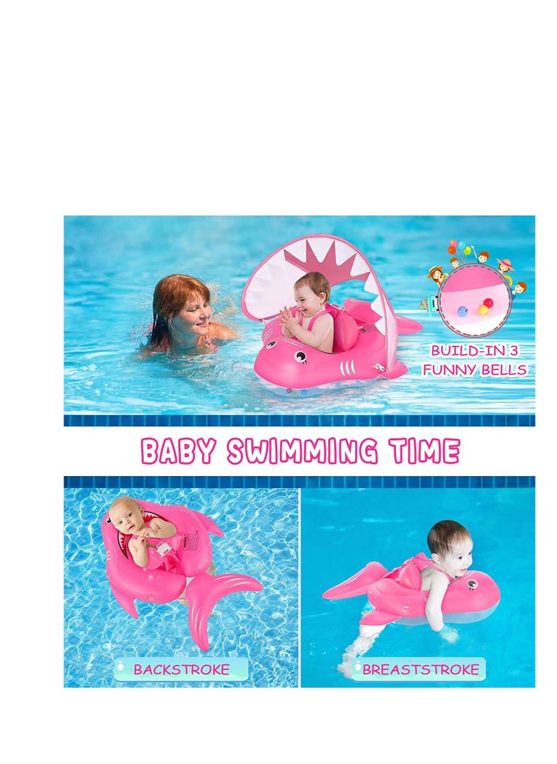Y&D SYOSI Baby Pool Float Infant Swimming with Sun Protection Canopy Inflatable Floaties for Toddlers Shark Swim Floats Ring Bath Toys Newborn 3-12 Months, S  - Image 2