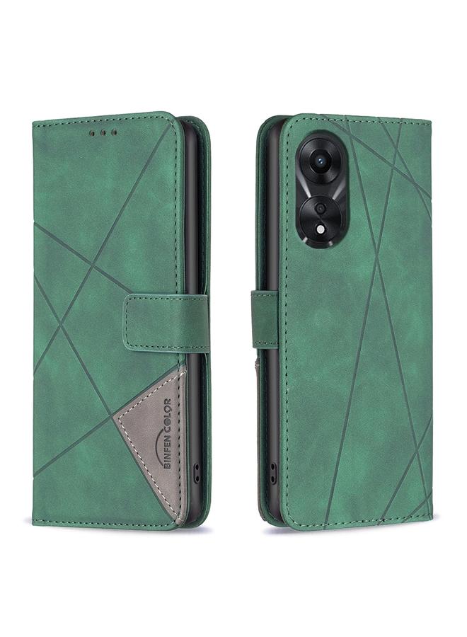 اس-توب جراب لهاتف OPPO A78 5G مصنوع من الجلد بمشبك مغناطيسي على شكل معين - Image 1